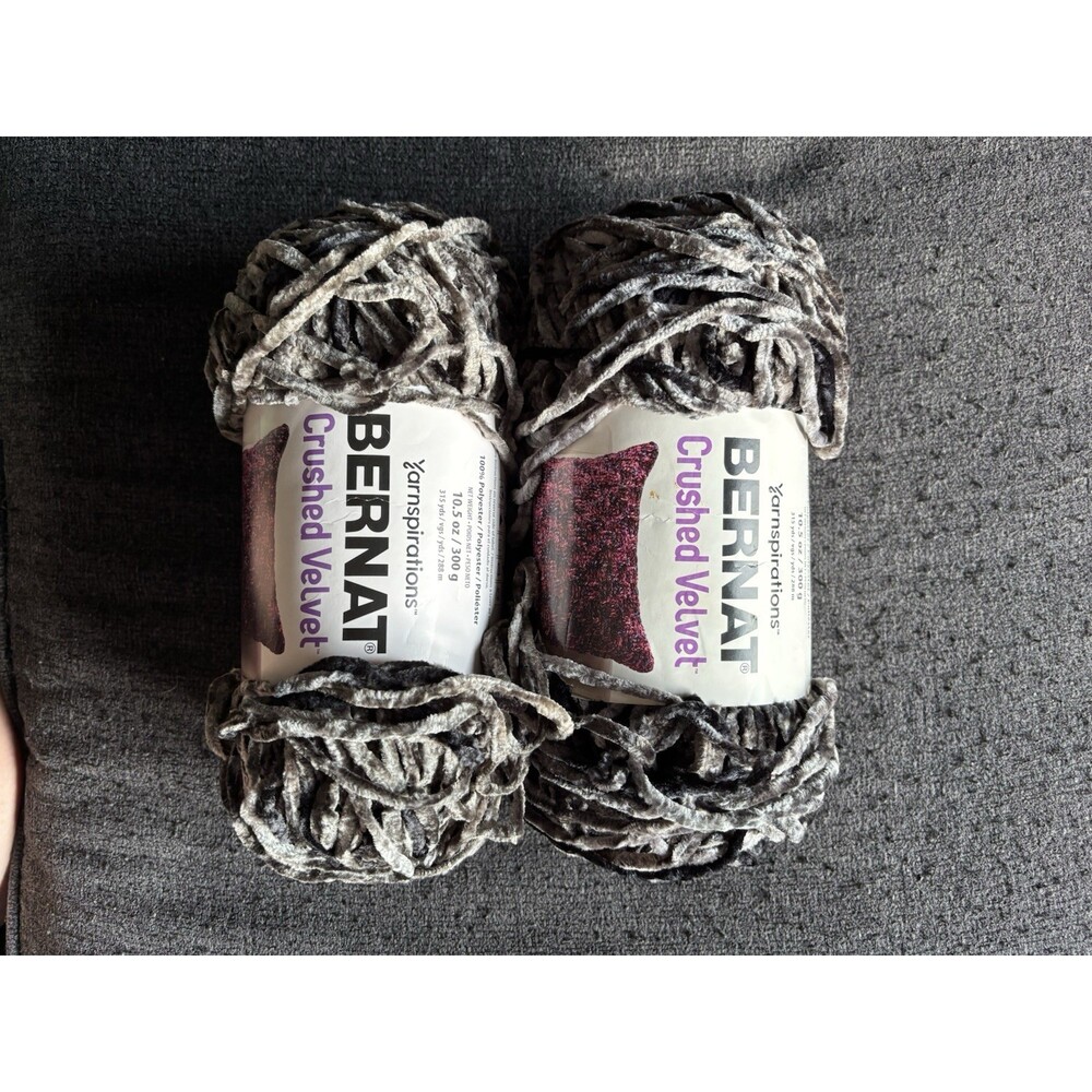 Spinrite Bernat Crushed Velvet Yarn-Deep Gray